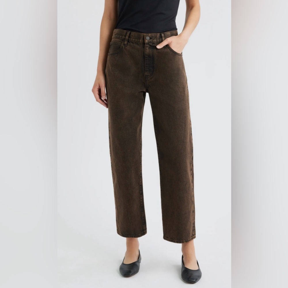 Frame Denim The Hang High Waist Ankle Straight Leg Jeans Nightmoth Brown 26 NWI